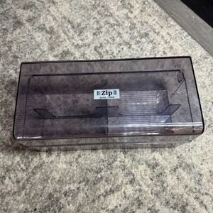 Vintage Iomega Zip Disk Case Smoke Gray Plastic Storage Box Dual Compartment Lid